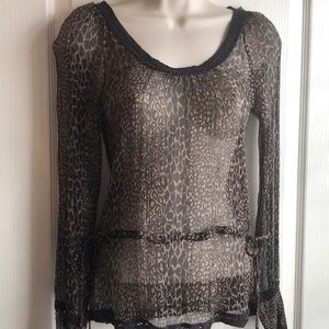 Sheer Embroidered XS Lucky Brand Blouse